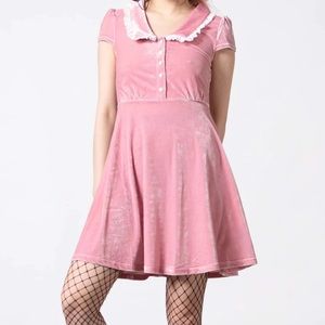 Killstar velvet Every Mourning Collar Dress XS velvet, button down, lightweight